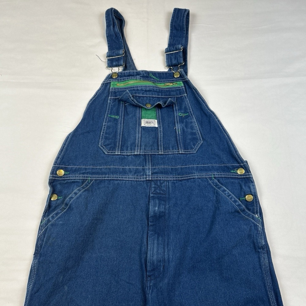 Liberty Denim Bib Overalls Men's Sz 36x28 Workwear Carpenter Blue Jean Med Wash